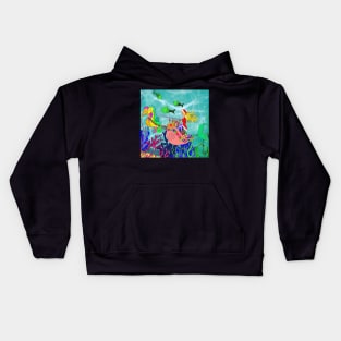 mermaid christmas sleigh Kids Hoodie